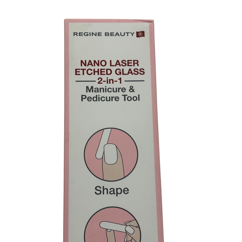 NEW Regine Beauty Nano Laser Etched Glass 2-in-1 Manicure & Pedicure Tool NIB